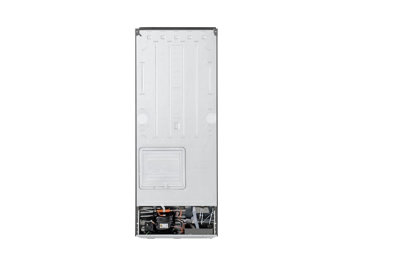 Back view of 217L Top Freezer Refrigerator Essence Matte Black with LinearCooling and Deodorizer.